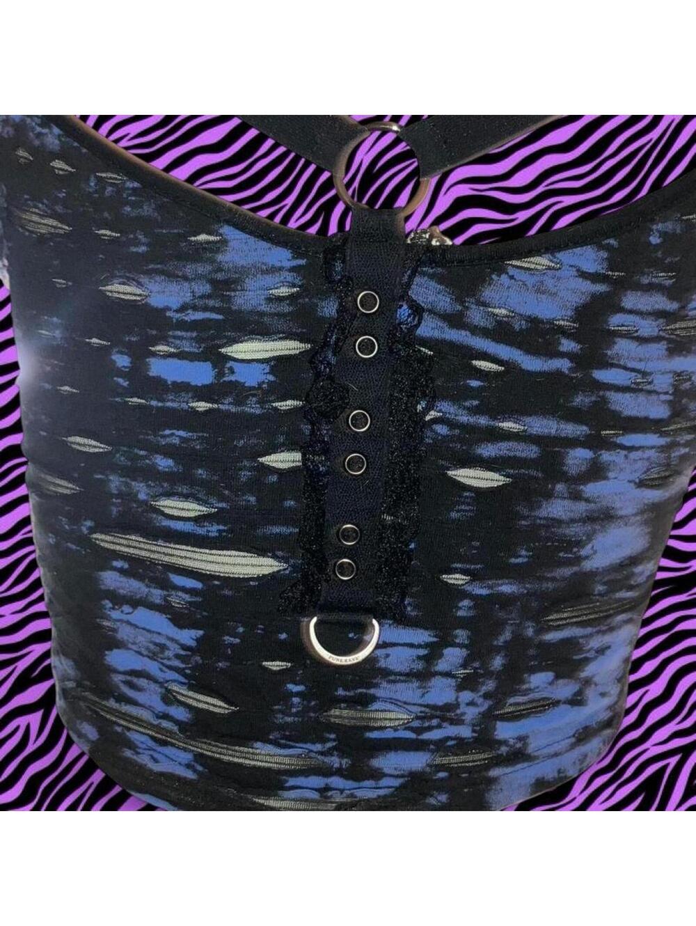 Punk Rave Women's Blue and Multi Crop-top - Picture 4 of 6